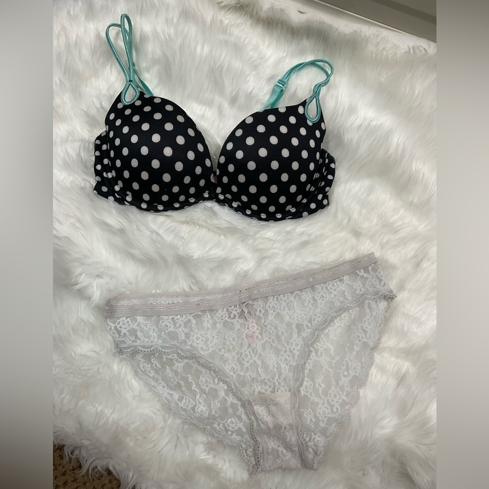 Sexy Little Things Victoria's Secret Black and White Polka Dot Set